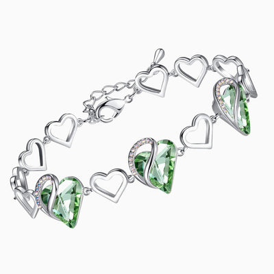 December Birthstone Heart Shape Silver Bracelet