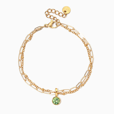 December Birthstone Natural Stone Round Pendant Bracelet