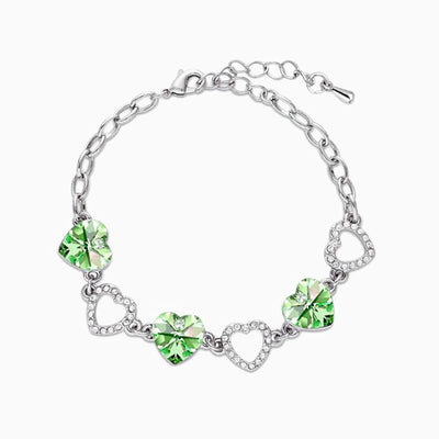 December Birthstone Diamond Rhyme Heart Shape Silver Bracelet
