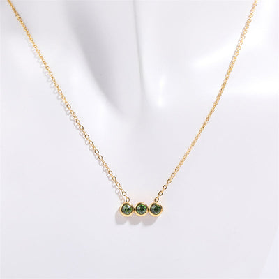 December Birthstone Three Round Beads Natural Stone Pendant