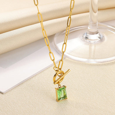December Birthstone Luxury Square Pendant Necklace