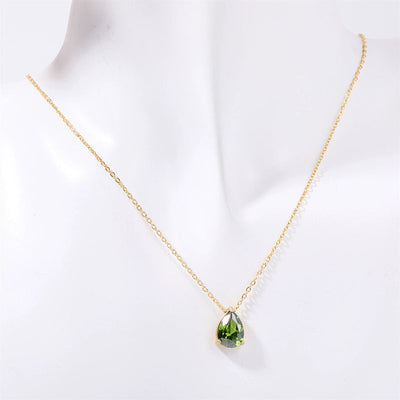 December Birthstone Teardrop-Shaped Natural Stone Pendant Necklace