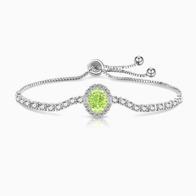 December Birthstone Oval Color Diamond Ice Flower Cut Silver Bracelet