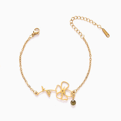 December Birthday Flower Birthstone Diamond Vintage Bracelet