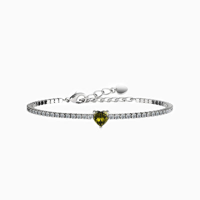 December Birthstone Heart-Shaped Diamond Tennis Bracelet