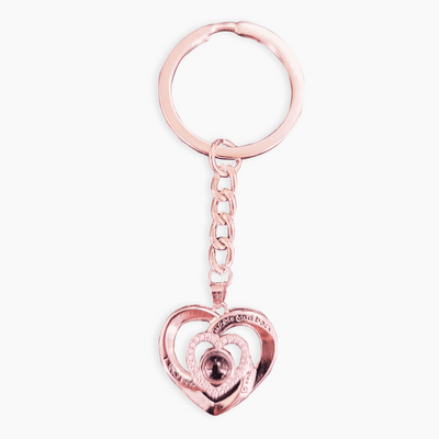 Photo Personalization Rotating Double Heart Keychain