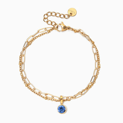 December Birthstone Natural Stone Round Pendant Bracelet