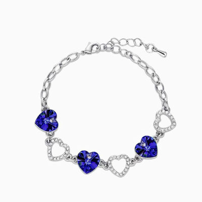 December Birthstone Diamond Rhyme Heart Shape Silver Bracelet