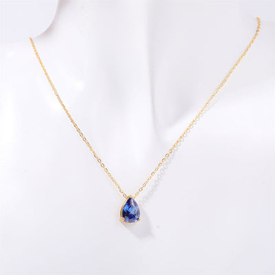 December Birthstone Teardrop-Shaped Natural Stone Pendant Necklace