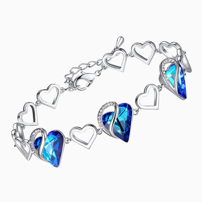 December Birthstone Heart Shape Silver Bracelet