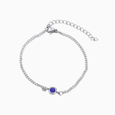 December Birthstone Simple Round Pendant Silver Bracelet
