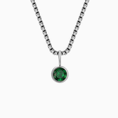 December Birthstone Round Rhinestone Pendant Necklace