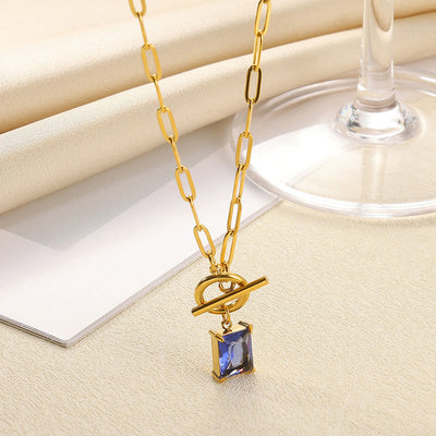 December Birthstone Luxury Square Pendant Necklace