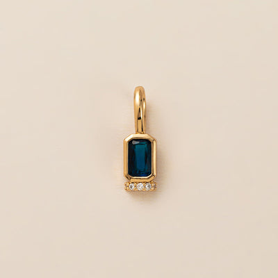 December Birthstone Square Natural Stone Pendant Necklace