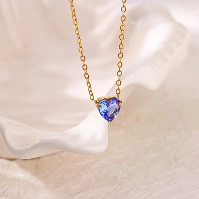 December Birthstone Luxury Heart Shape Pendant Necklace