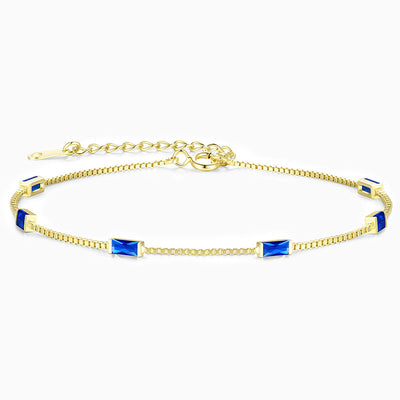 December Birthstone Simple Square Shape Natural Stone Bracelet