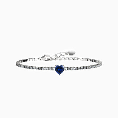 December Birthstone Heart-Shaped Diamond Tennis Bracelet