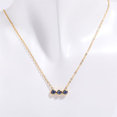 December Birthstone Three Round Beads Natural Stone Pendant