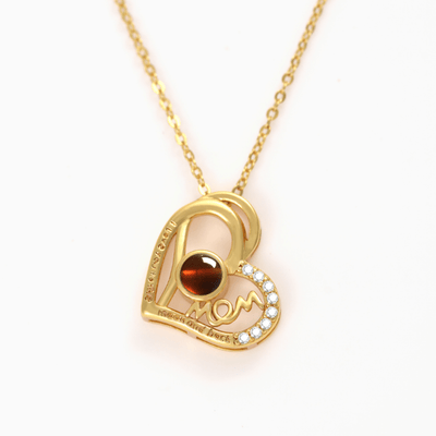 Projection Photo Customed Mom Crooked Heart Text Necklace