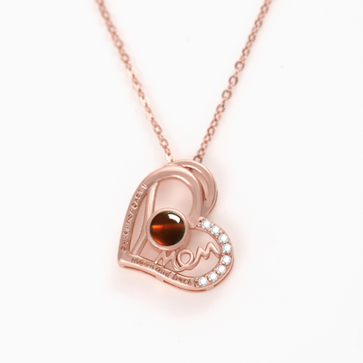 Projection Photo Customed Mom Crooked Heart Text Necklace