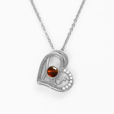 Projection Photo Customed Mom Crooked Heart Text Necklace