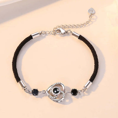 Projection Photo Customed Rotate Heart Hand Woven Bracelet