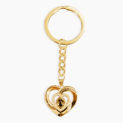 Photo Personalization Rotating Double Heart Keychain