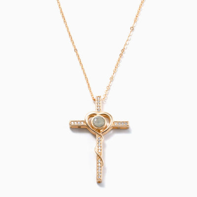 Projection Photo Customed Heart Cross Necklace