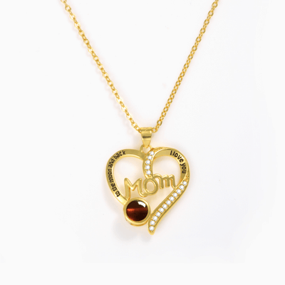 Projection Photo Customed Mom Heart Shaped Crystal Text Necklace