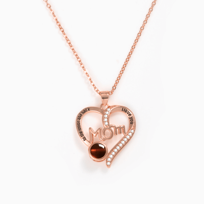 Projection Photo Customed Mom Heart Shaped Crystal Text Necklace