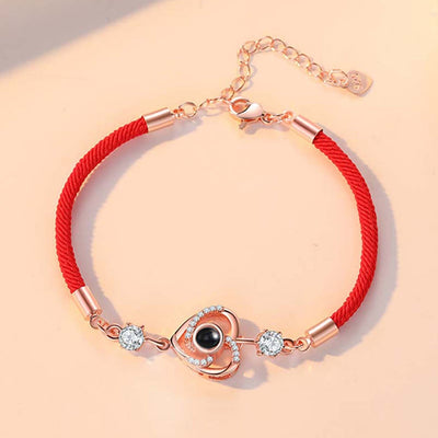 Projection Photo Customed Rotate Heart Hand Woven Bracelet