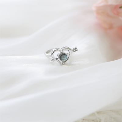 Projection Photo Customed Bow And Arrow Heart Ring