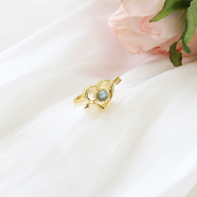 Projection Photo Customed Bow And Arrow Heart Ring
