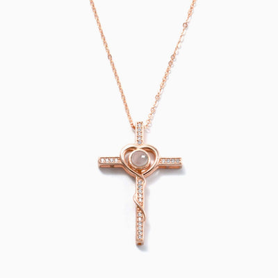 Projection Photo Customed Heart Cross Necklace