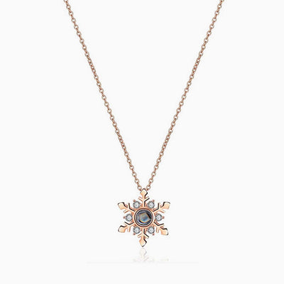 Projection Photo Customed Small Snowflake  Necklace