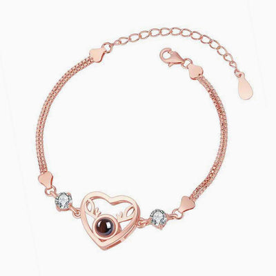 Projection Photo Customed Antlers Heart Bracelet