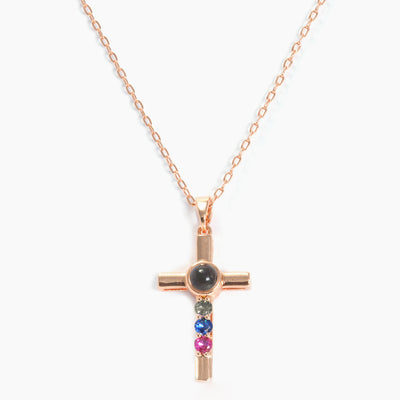 Projection Photo Customed Three Diamonds Cross Necklace