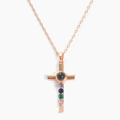 Projection Photo Customed Four Diamonds Cross Necklace