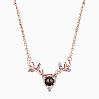 Projection Photo Customed Antler Crystal Inlaid Necklace