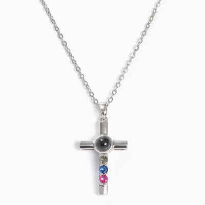 Projection Photo Customed Three Diamonds Cross Necklace