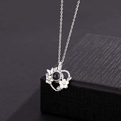 Projection Photo Customed Heart Shaped Flower Necklace