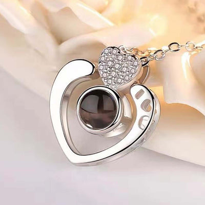 Projection Photo Customed Double Heart Necklace