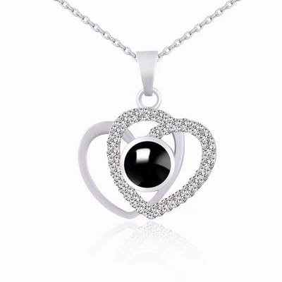 Projection Photo Customed Double Crooked Heart Necklace