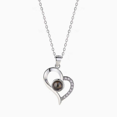 Projection Photo Customed Crooked Heart Necklace