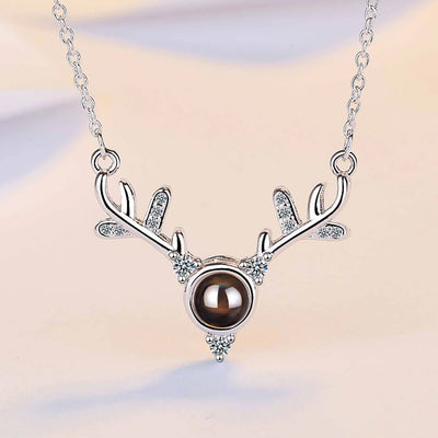 Projection Photo Customed Antler Crystal Inlaid Necklace