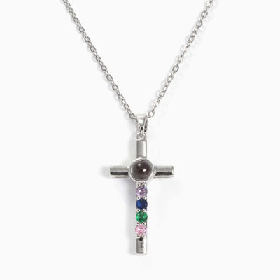 Projection Photo Customed Four Diamonds Cross Necklace