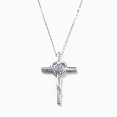 Projection Photo Customed Heart Cross Necklace