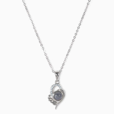 Projection Photo Customed "LOVE"  Crooked Heart Necklace